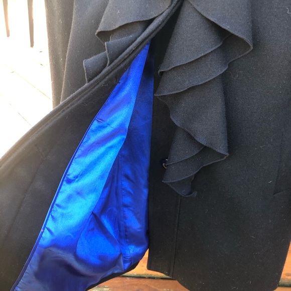 EUC Beautiful RW&Co Ruffle front wool coat sz XS - Picture 4 of 5
